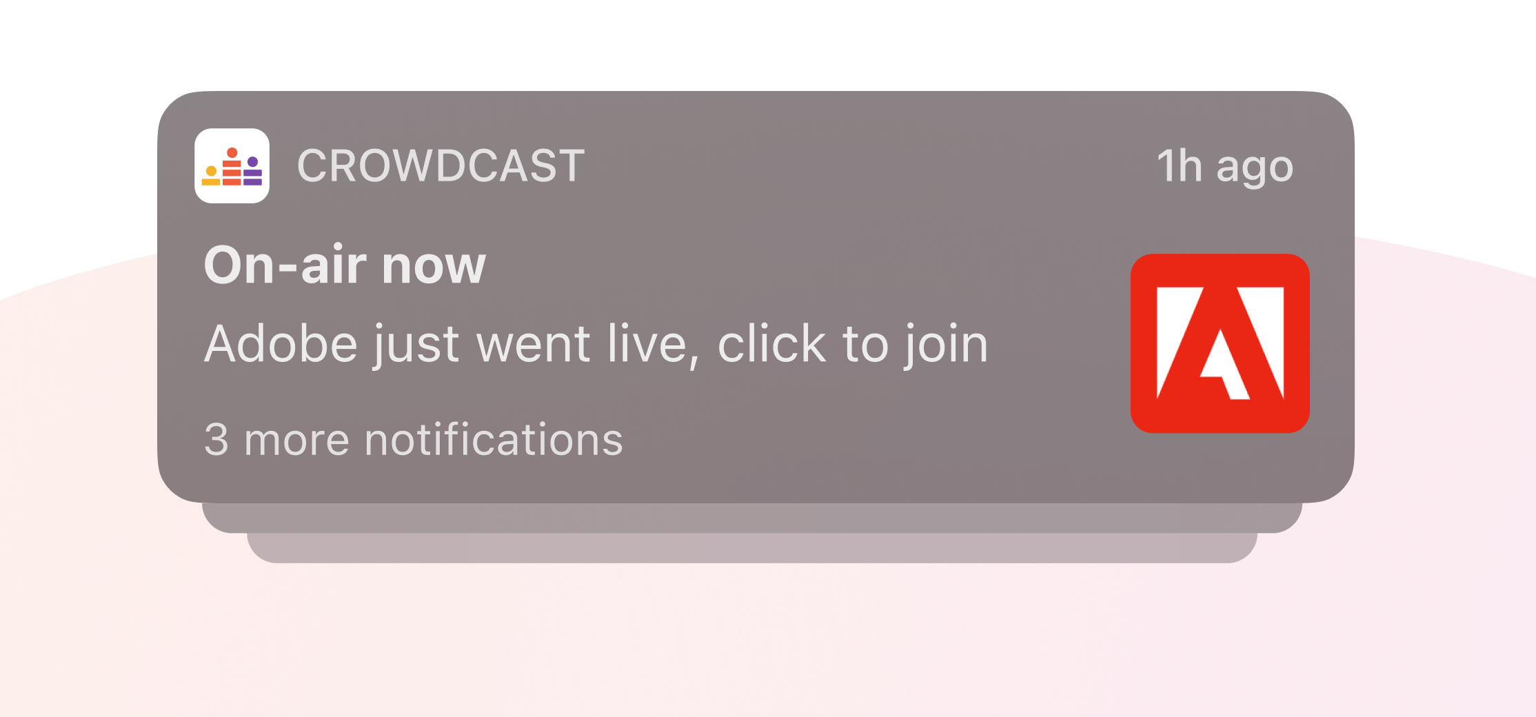 Example of push notifications from crowdcast