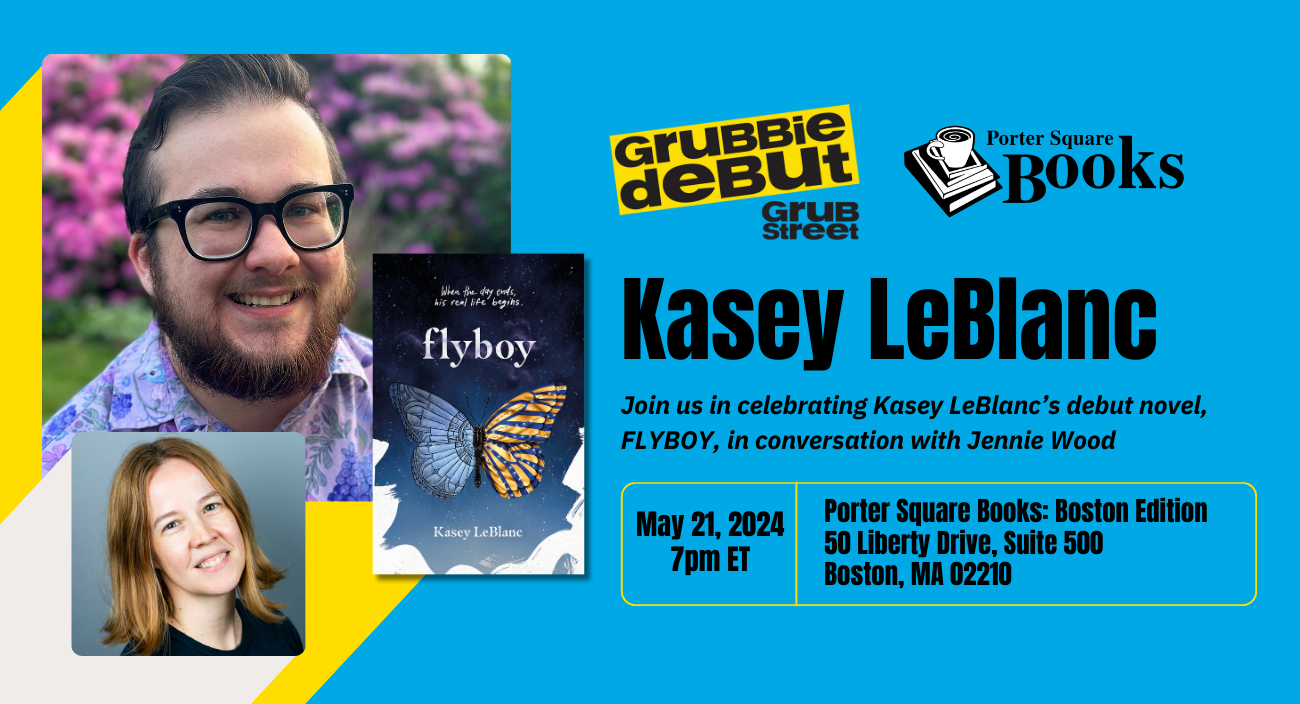Grubbie Debut: Kasey LeBlanc, author of Flyboy, in conversation with Jennie Wood event cover photo