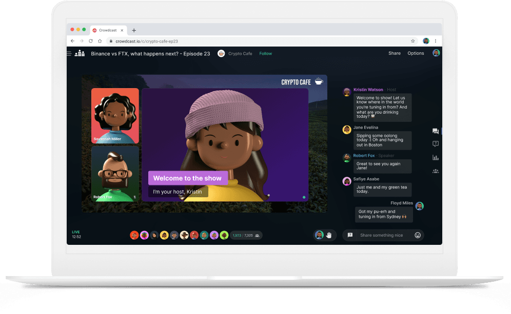 Computer with a live crowdcast event
