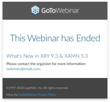 Webinar ended screen