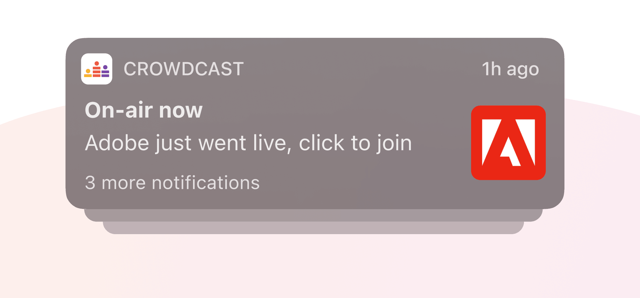 Example of push notifications from crowdcast