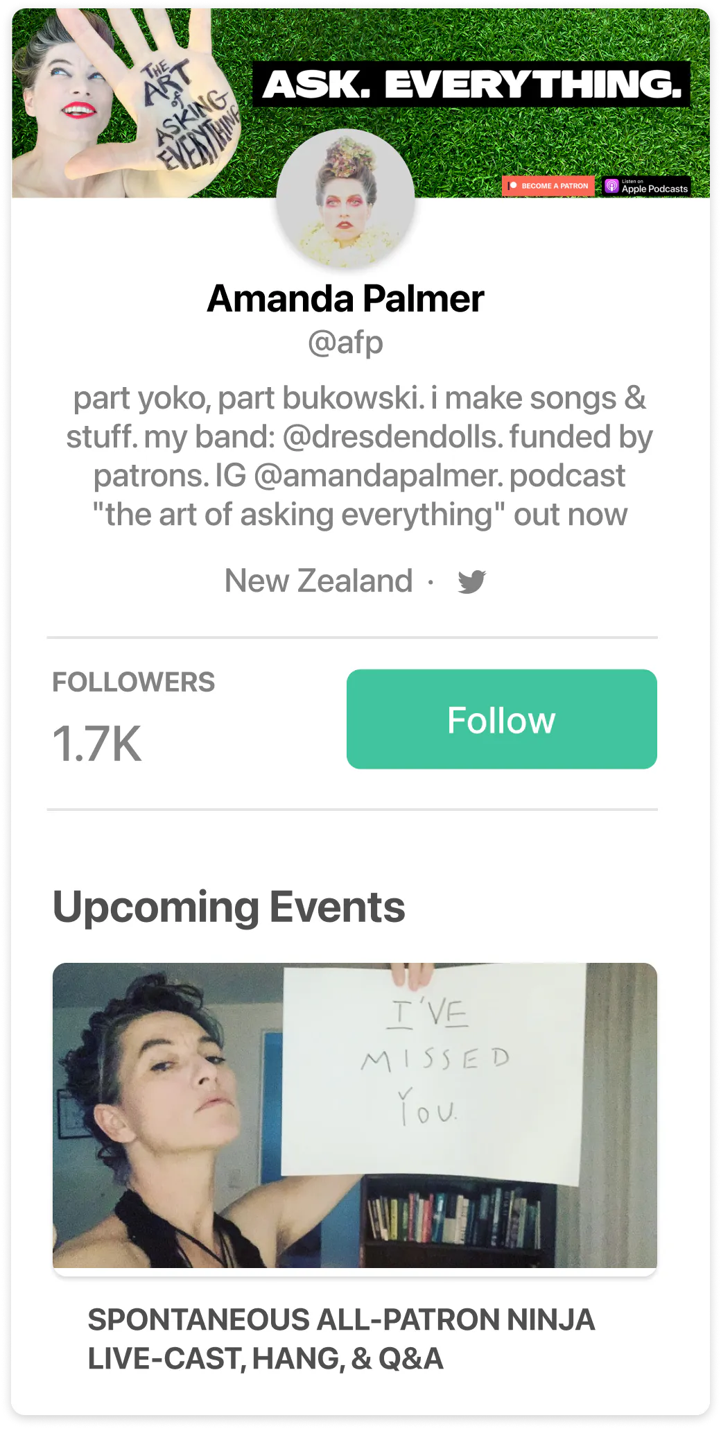 Amanda Palmer example channel page