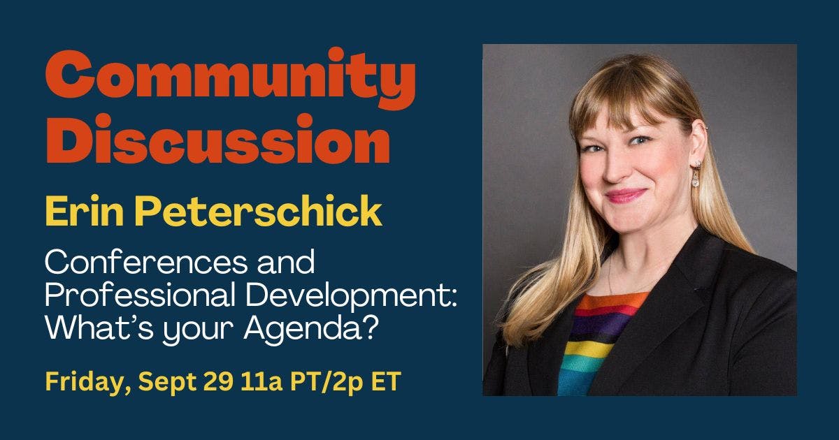 Community Discussion: Erin Peterschick of SkillsLeap and Learnapalooza talks Conferences and Professional Development event cover photo