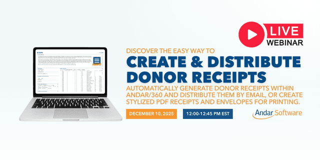 Andar Software How-to: Generate and Distribute Donor Receipts in Andar/360 - crowdcast