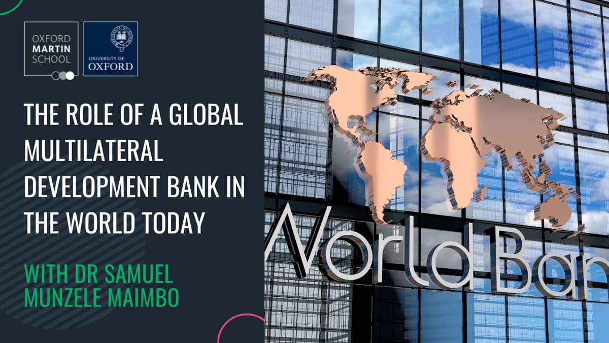 The role of a global multilateral development bank in the World today ...